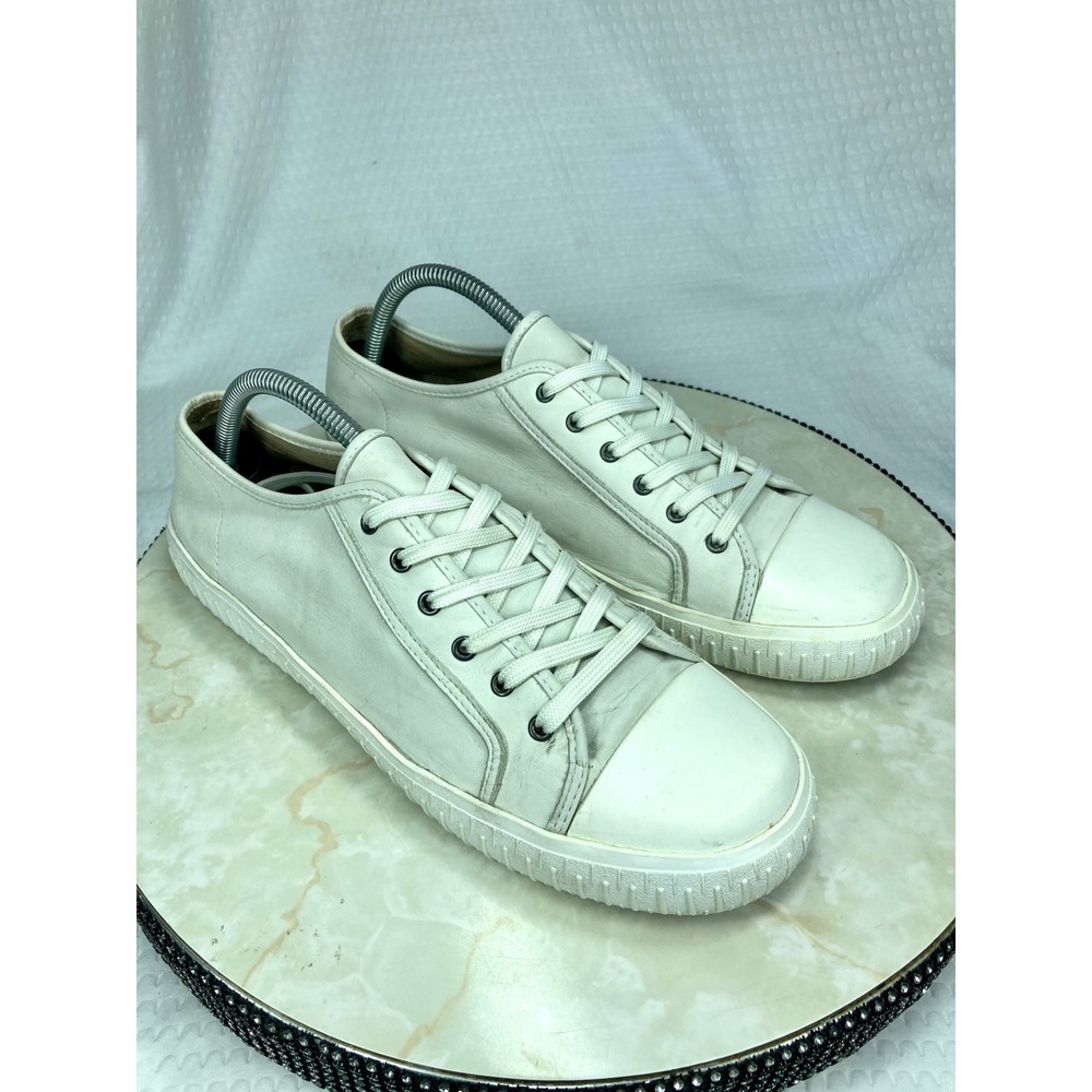 Eileen Fisher Leather Low Top Shoes Womens 10 Off-White Lace Up Cassual Sneakers